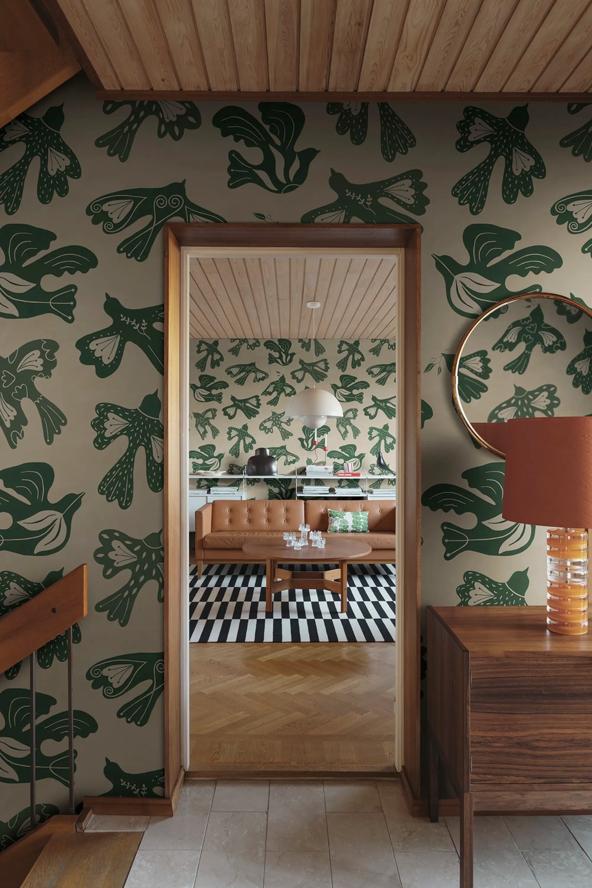 Dancing Wings, Green Mural Wallpaper - room preview 02