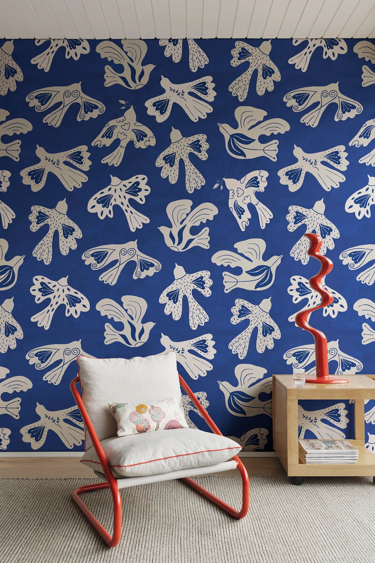 Dancing Wings, Blue Mural Wallpaper - room preview 02