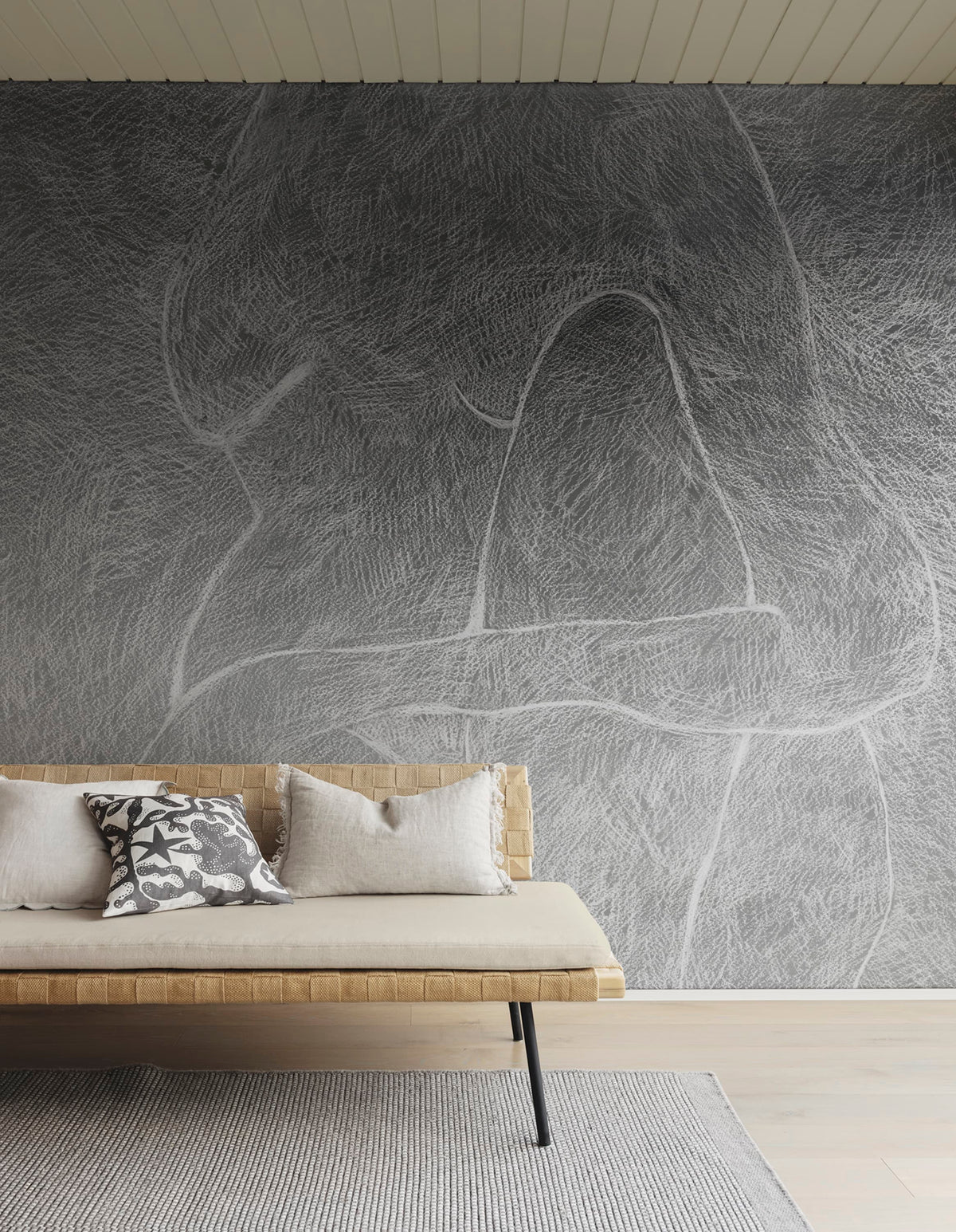 Subtle Figure, Black & White Mural Wallpaper - room preview 02
