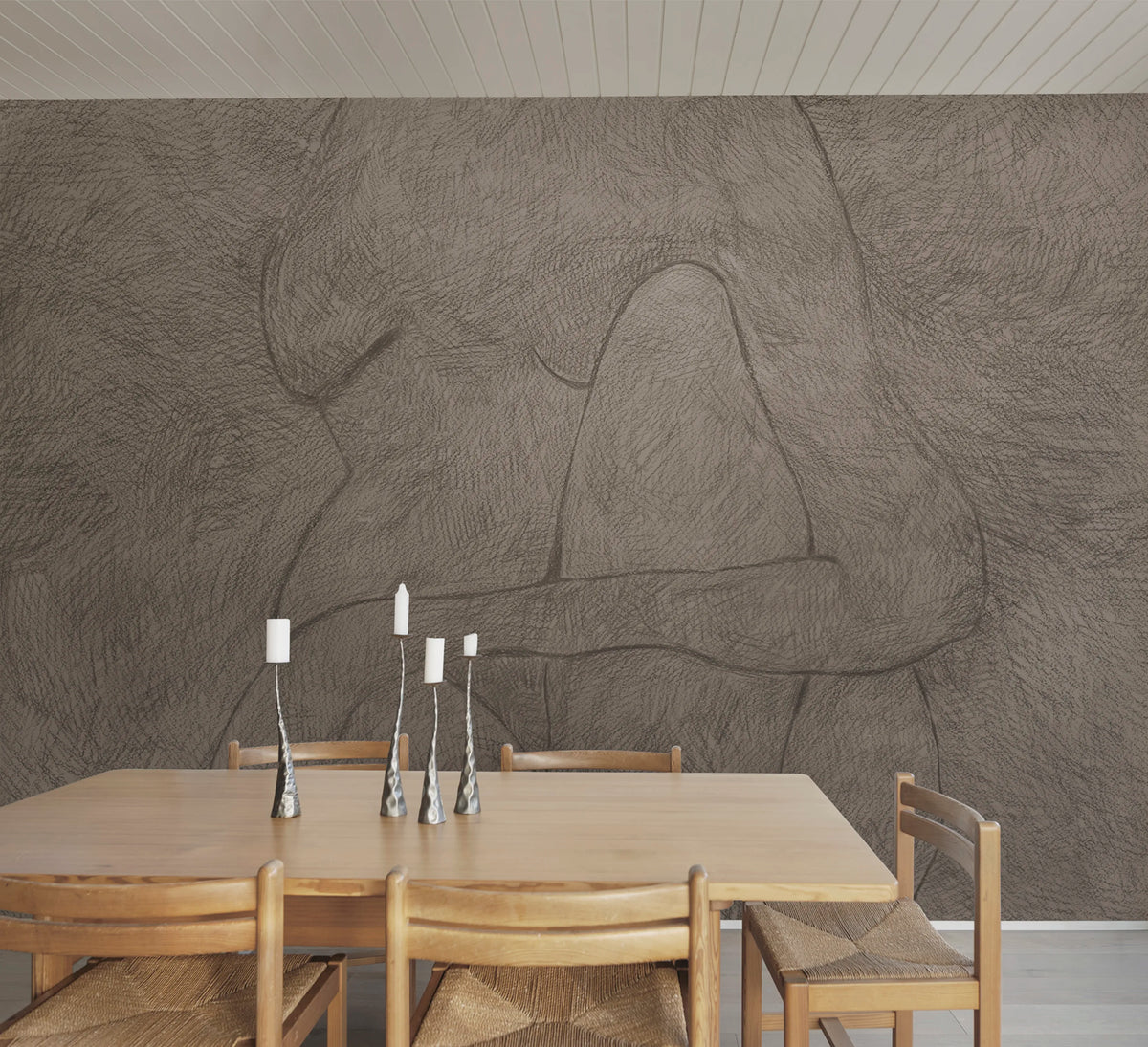 Subtle Figure, Light Brown Mural Wallpaper - room preview 02