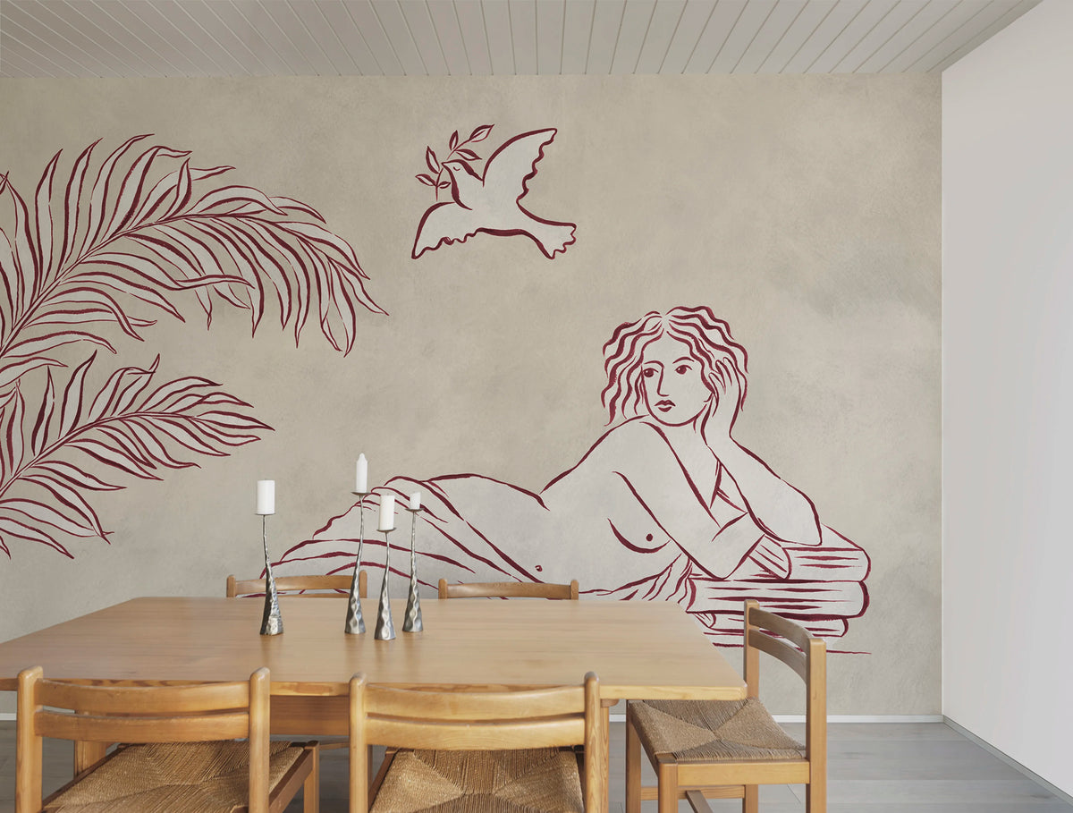 Antiquity, Red Mural Wallpaper - room preview 02
