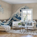 Under the Wave off Kanagawa Repeatable Mural Wallpaper - room preview 02