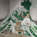 Under the Wave off Kanagawa, Green Mural Wallpaper - room preview 02