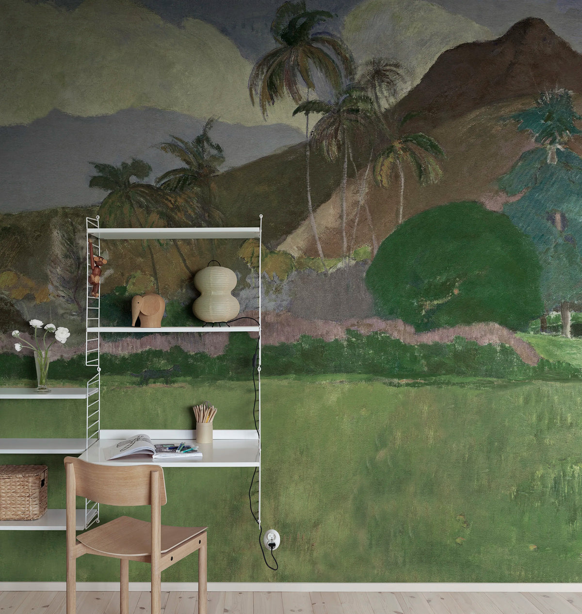 Tahitian Landscape, Green Mural Wallpaper - room preview 02