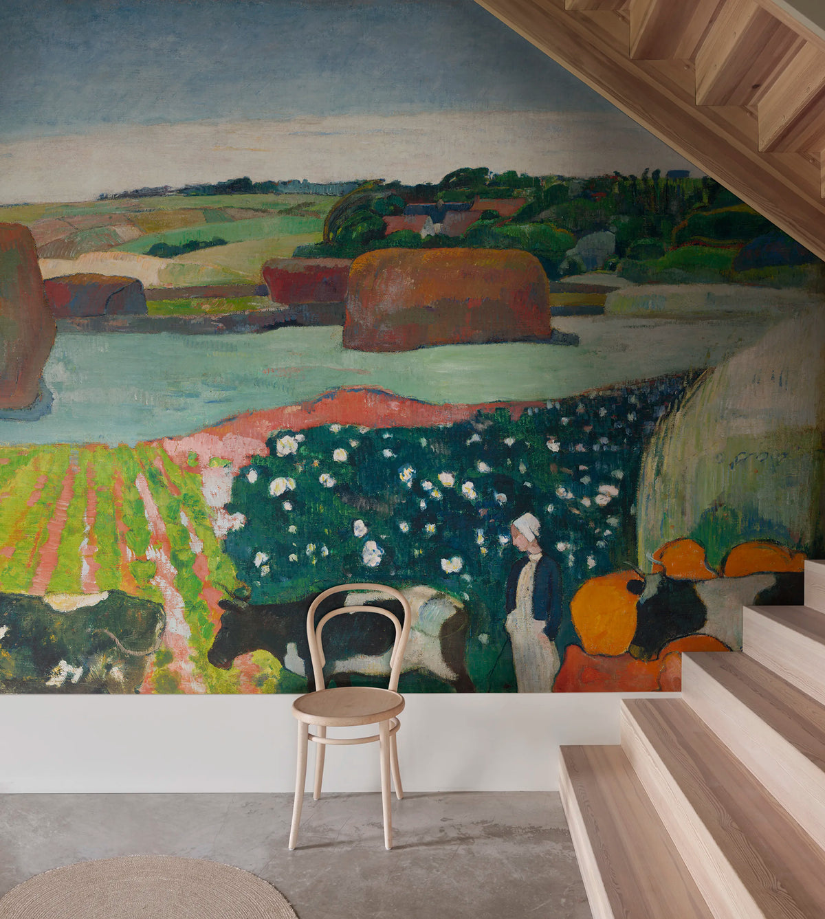 Haystacks in Brittany by Gauguin Mural Wallpaper - room preview 02