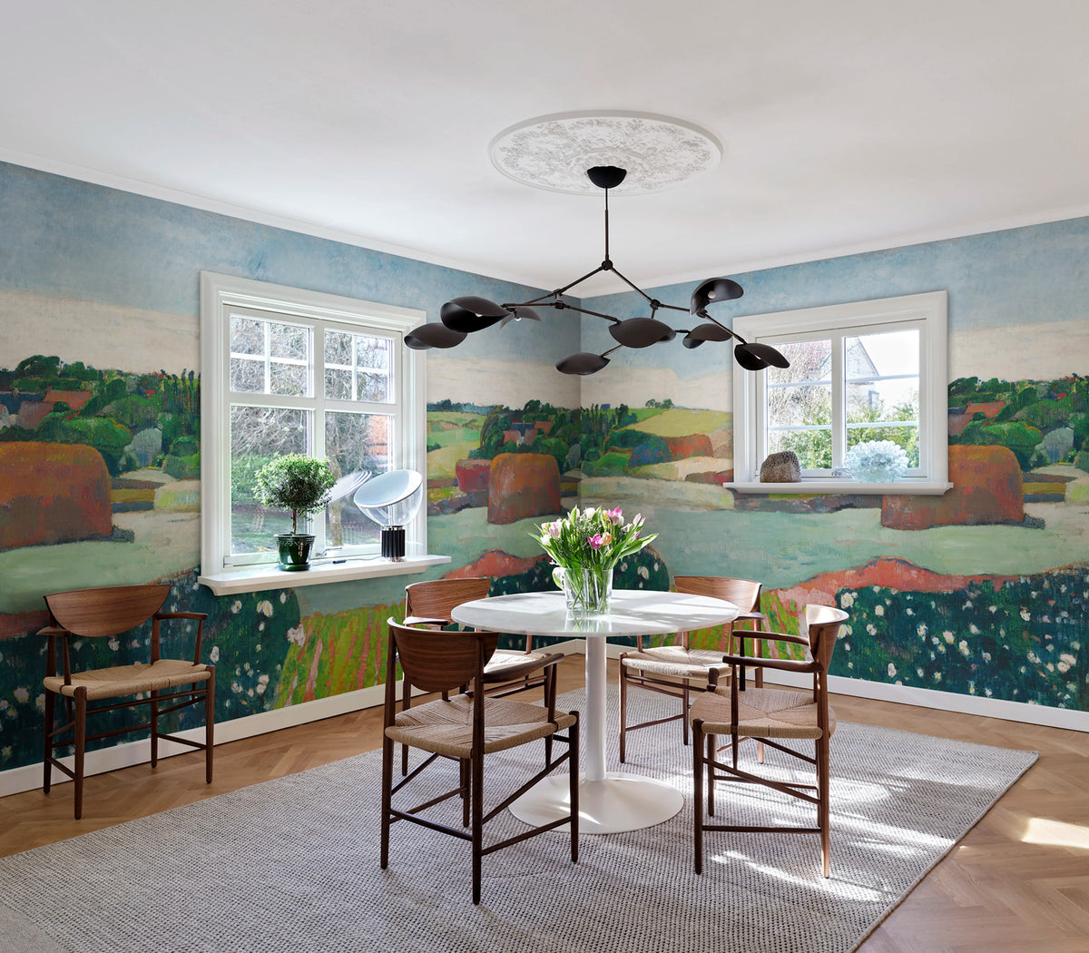 Haystacks in Brittany Repeatable Mural Wallpaper - room preview 02