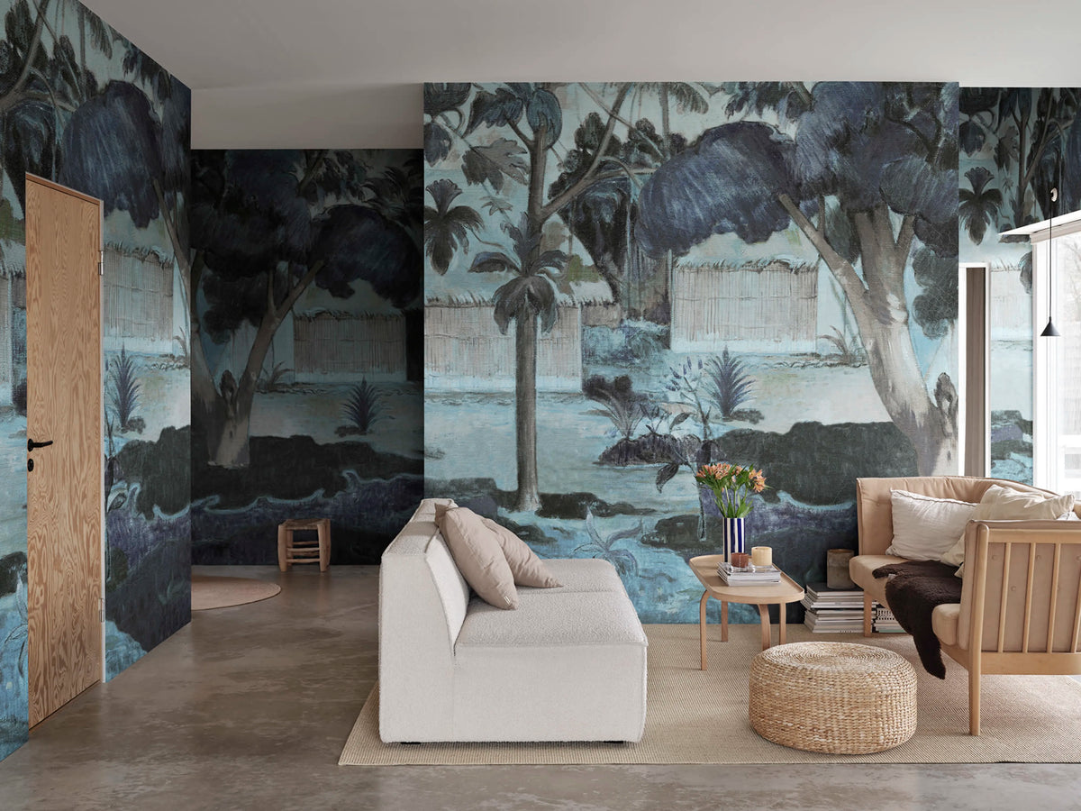 The Large Tree, Blue Mural Wallpaper - room preview 02