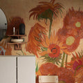 Sunflowers Repeatable, Peach Mural Wallpaper - room preview 02