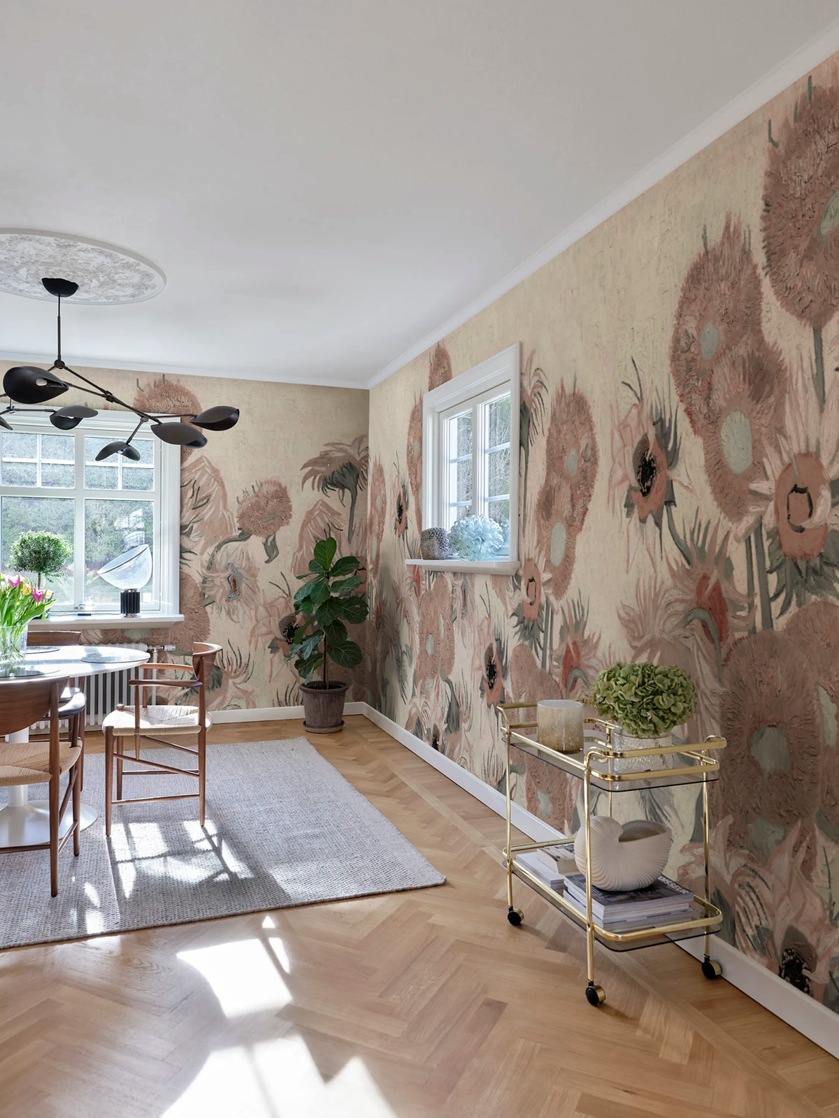 Sunflowers Repeatable, Soft Mural Wallpaper - room preview 02