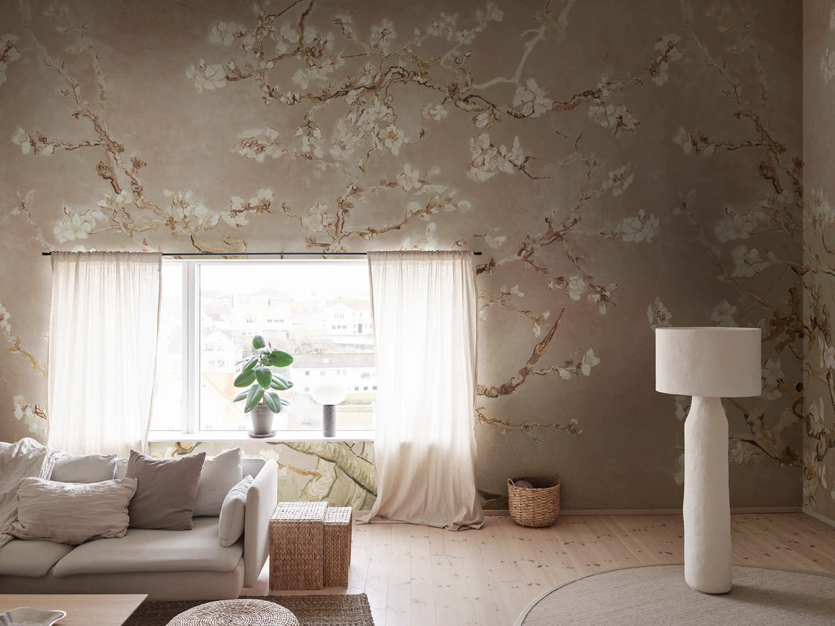 Almond Blossom, Beige Mural Wallpaper - room preview 02