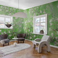 Almond Blossom, Green Mural Wallpaper - room preview 02