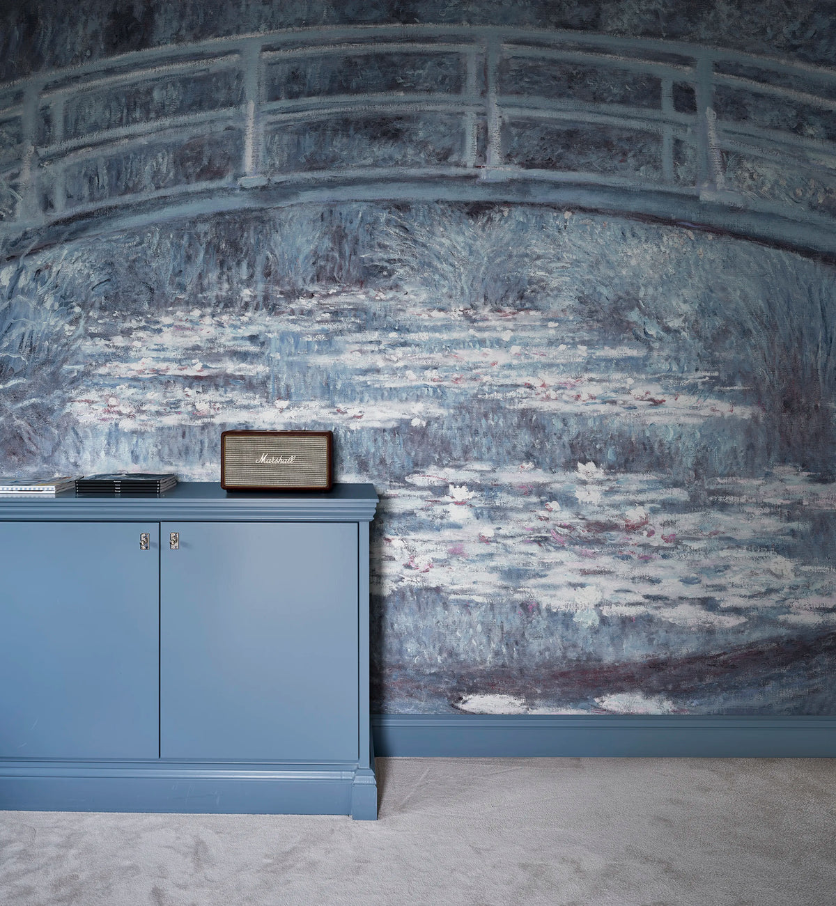 The Japanese Footbridge, Blue Mural Wallpaper - room preview 02