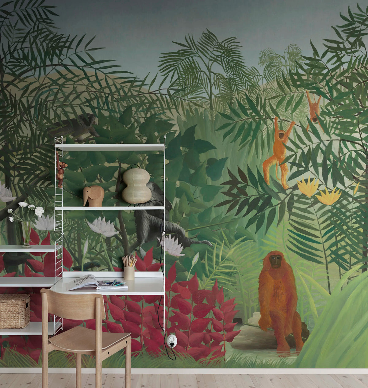 Tropical Forest With Monkeys by Rousseau Mural Wallpaper - room preview 02