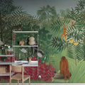 Tropical Forest With Monkeys by Rousseau Mural Wallpaper - room preview 02