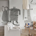Funky Friends, Gray Mural Wallpaper - room preview 02
