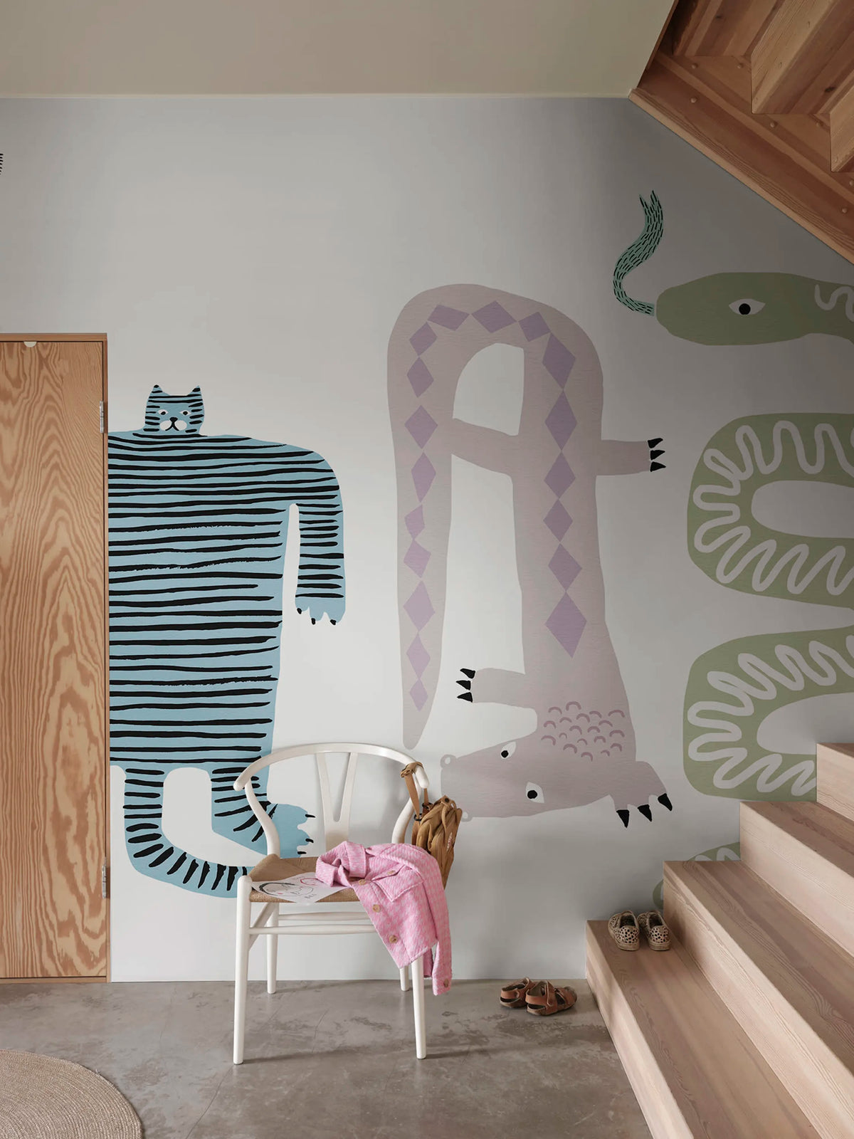 Funky Friends, Pastel Mural Wallpaper - room preview 02