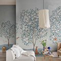Happy Haven, Light Blue Mural Wallpaper - room preview 02