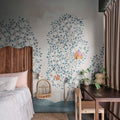 Happy Haven, Turquoise Mural Wallpaper - room preview 02