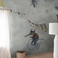 In the Clouds, Light Blue Mural Wallpaper - room preview 02