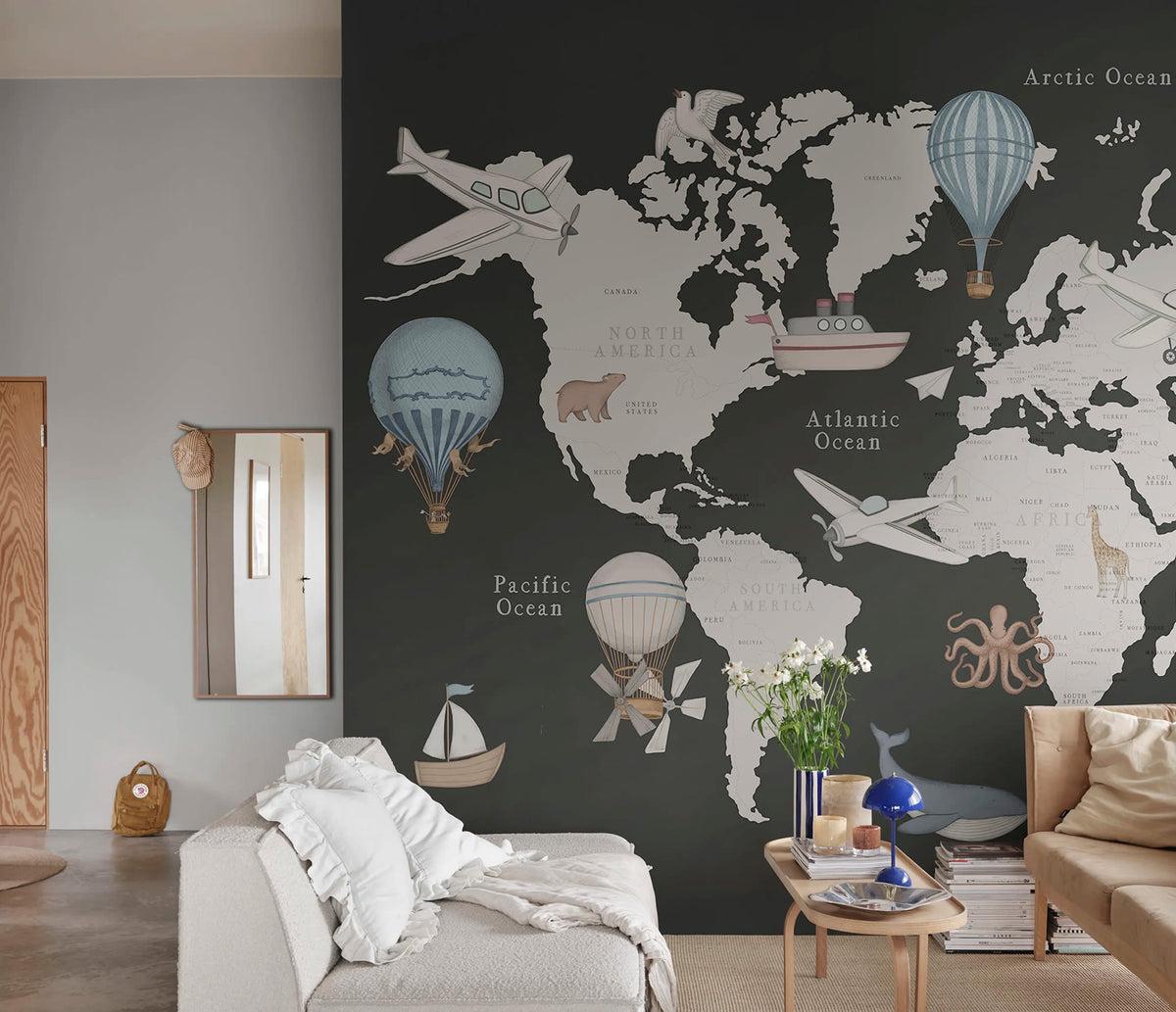 Playful World, Dark Blue Mural Wallpaper - room preview 02