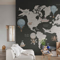 Playful World, Dark Blue Mural Wallpaper - room preview 02