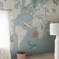 Playful World, Light Blue Mural Wallpaper - room preview 02