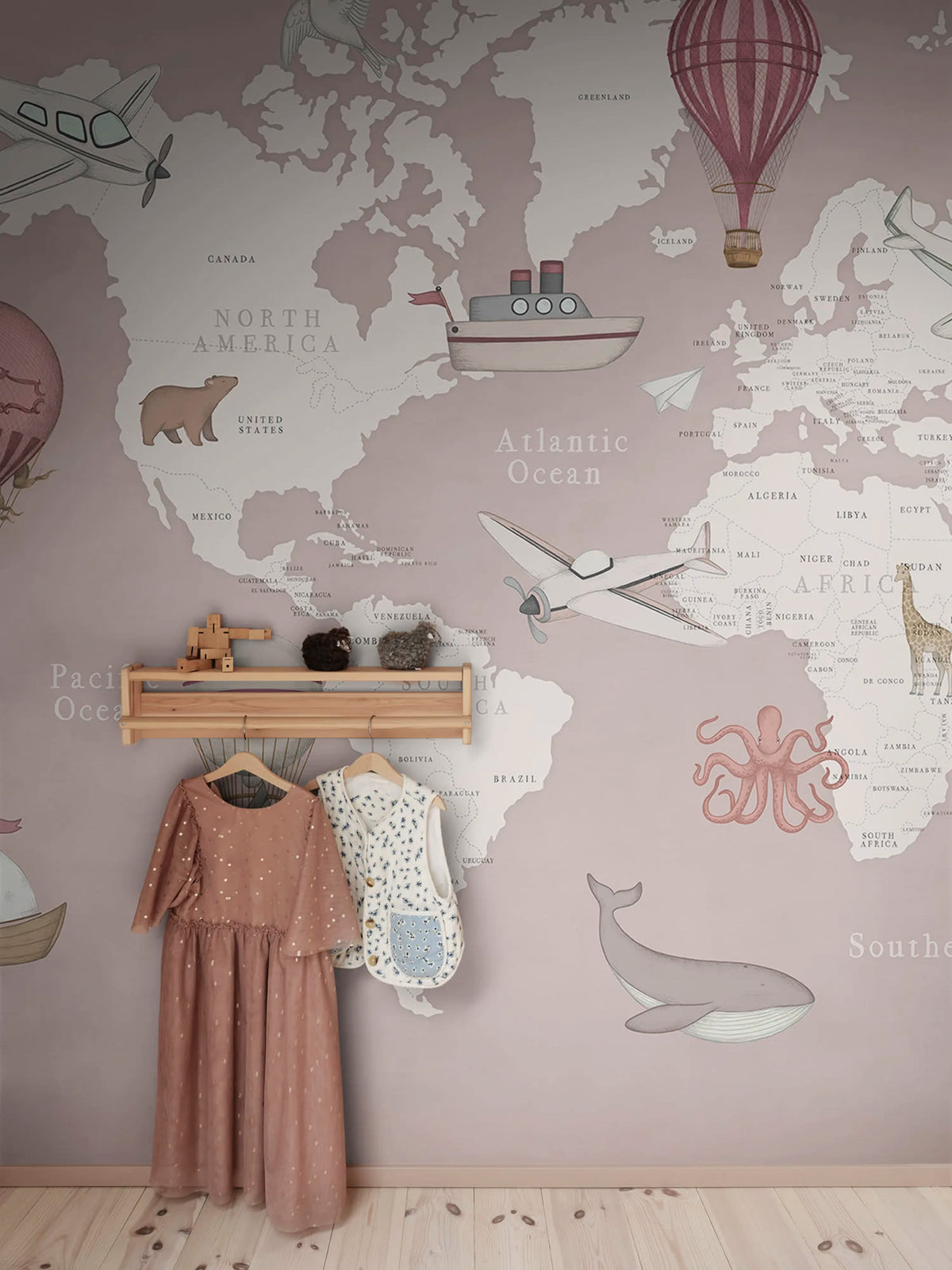 Playful World, Light Pink Mural Wallpaper - room preview 02