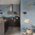 Animal Safari, Blue Mural Wallpaper - room preview 02