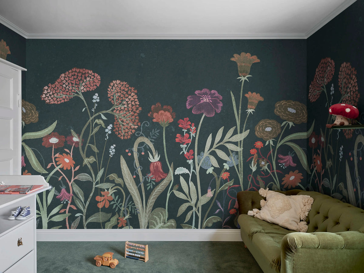 Summerfield, Dark Green Mural Wallpaper - room preview 02