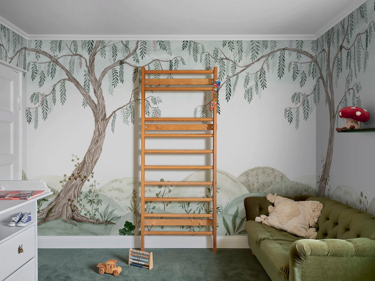Dreamy Tree, Light Green Mural Wallpaper - room preview 02