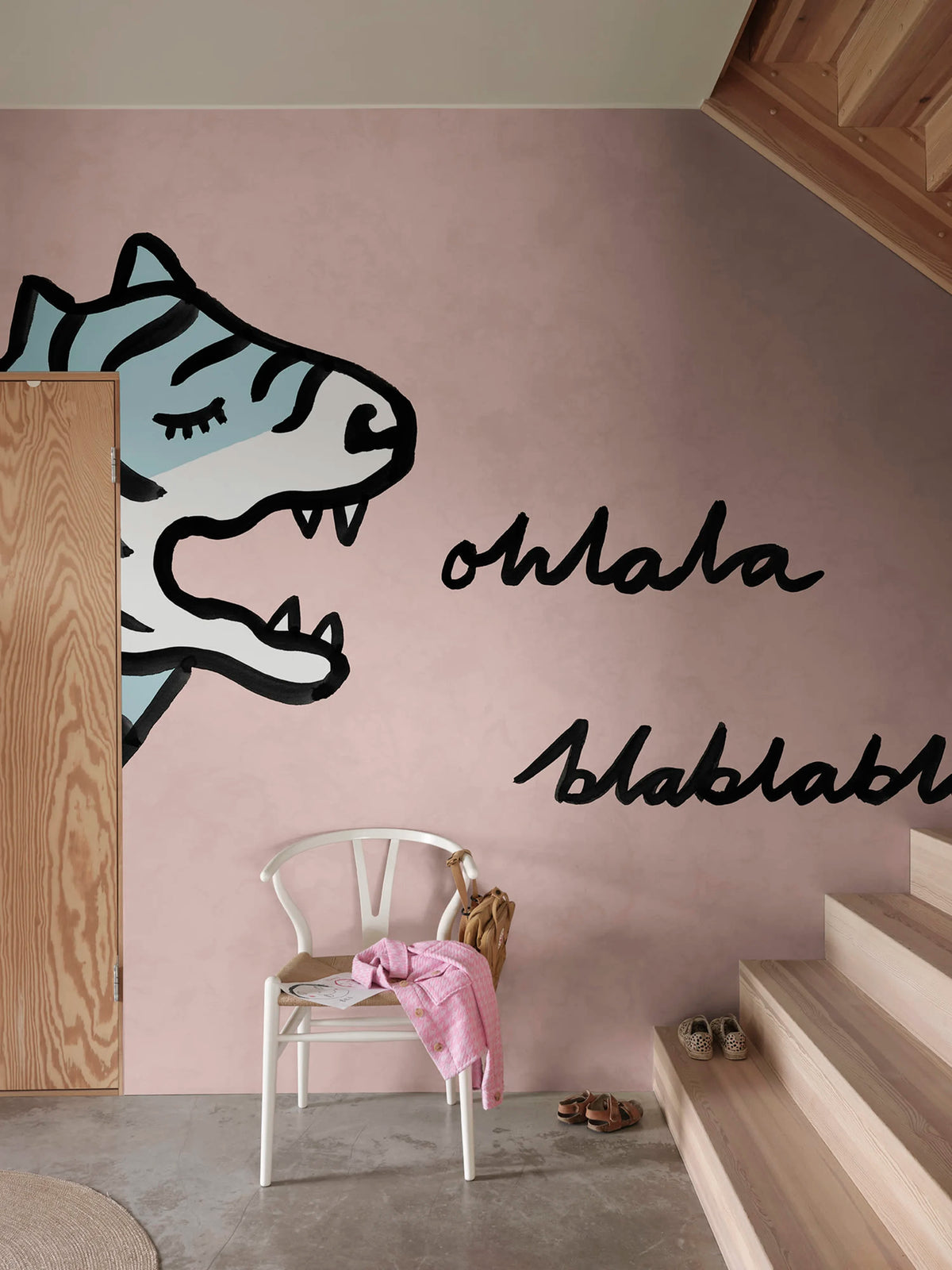 Cat Talk, Pink Mural Wallpaper - room preview 02