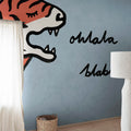 Cat Talk, Light Blue Mural Wallpaper - room preview 02