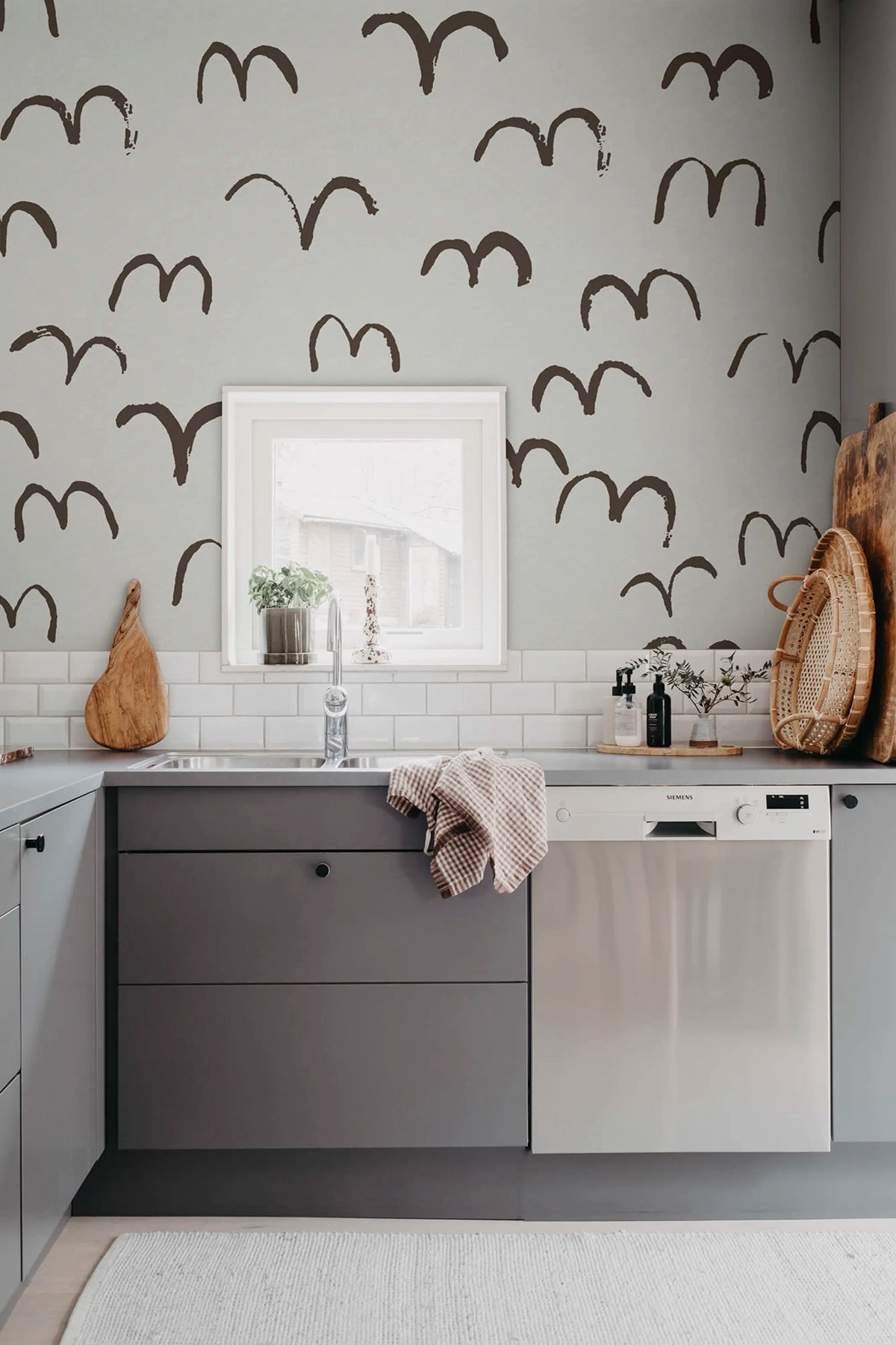 Bird, Brown Mural Wallpaper - room preview 02