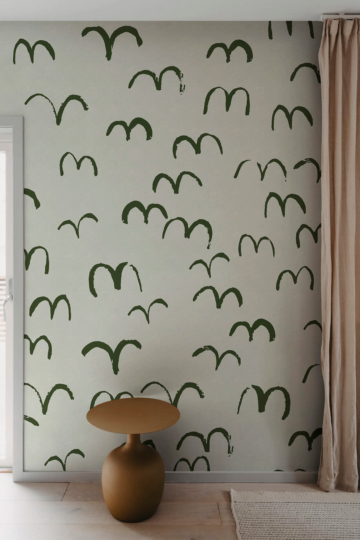Bird, Green Mural Wallpaper - room preview 02