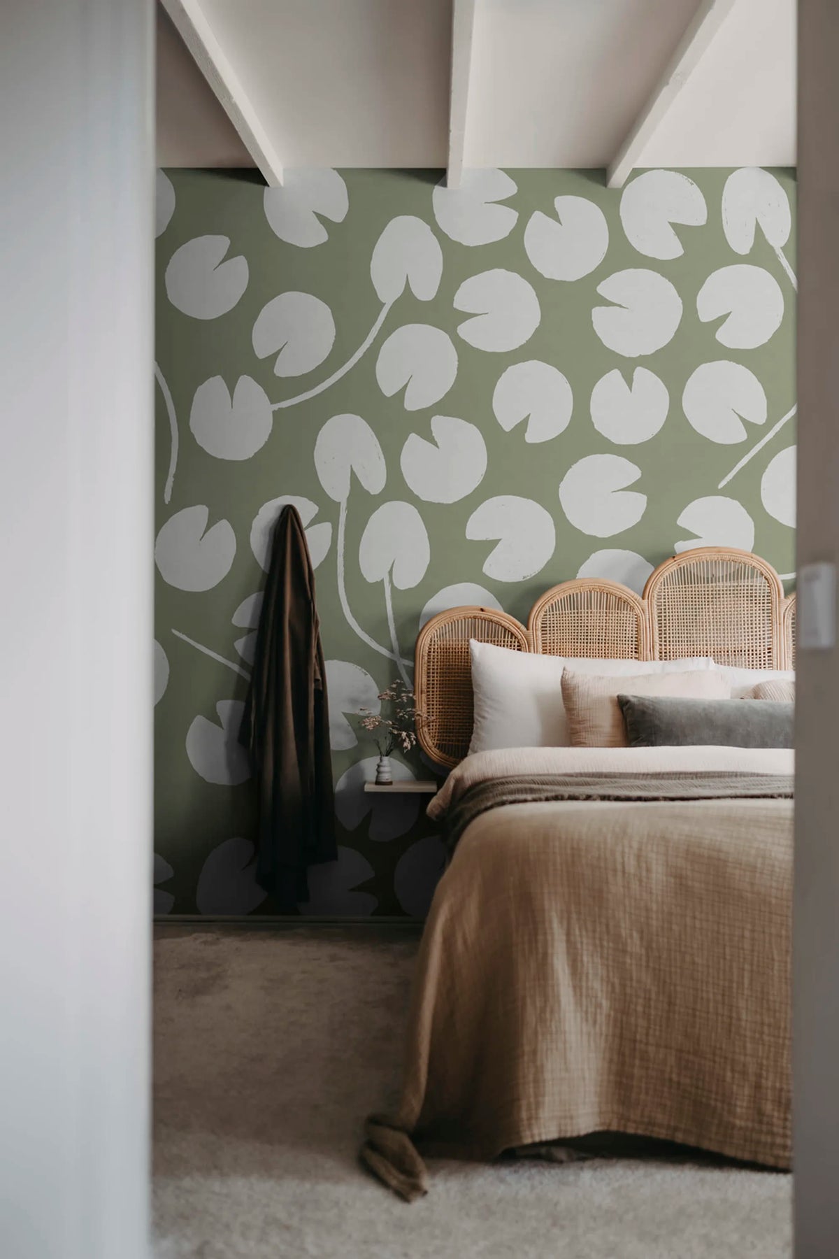 Water Lilies, Green Mural Wallpaper - room preview 02