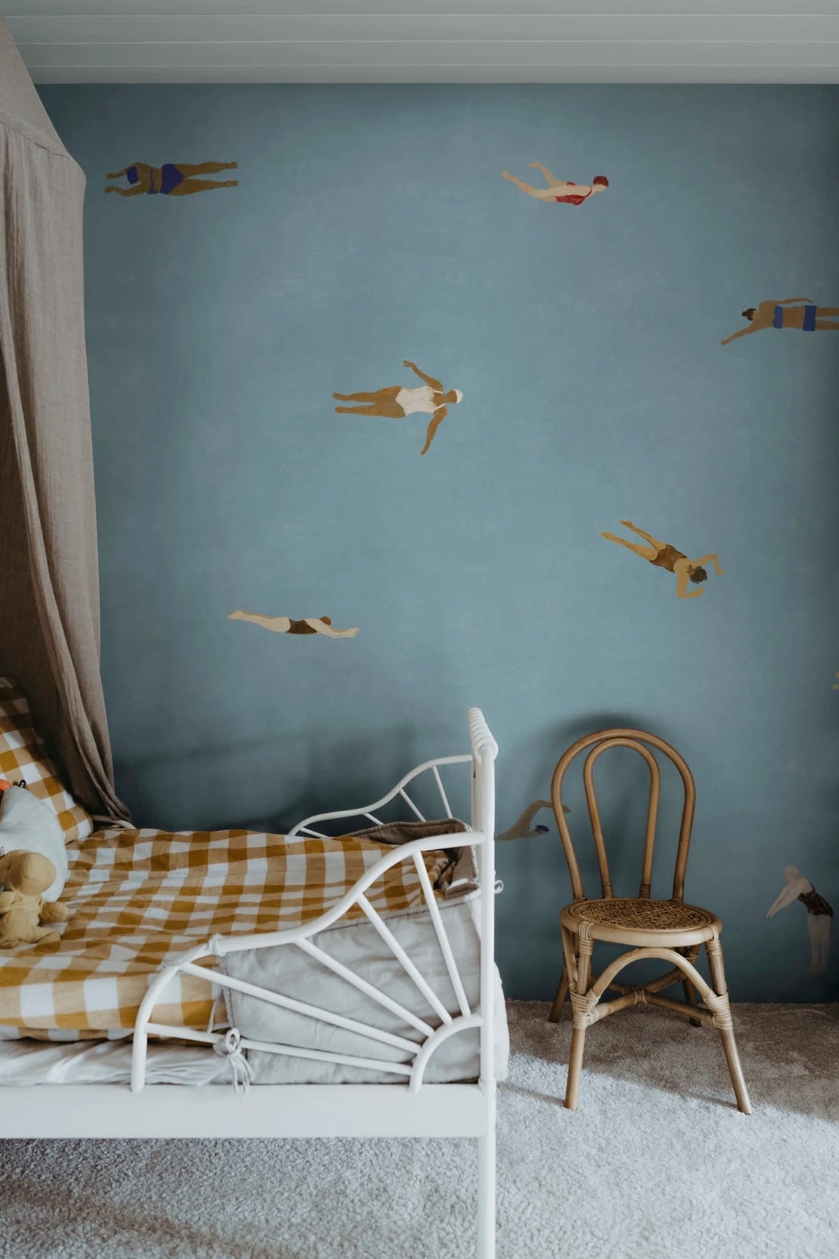 Swimmers, Blue Mural Wallpaper - room preview 02