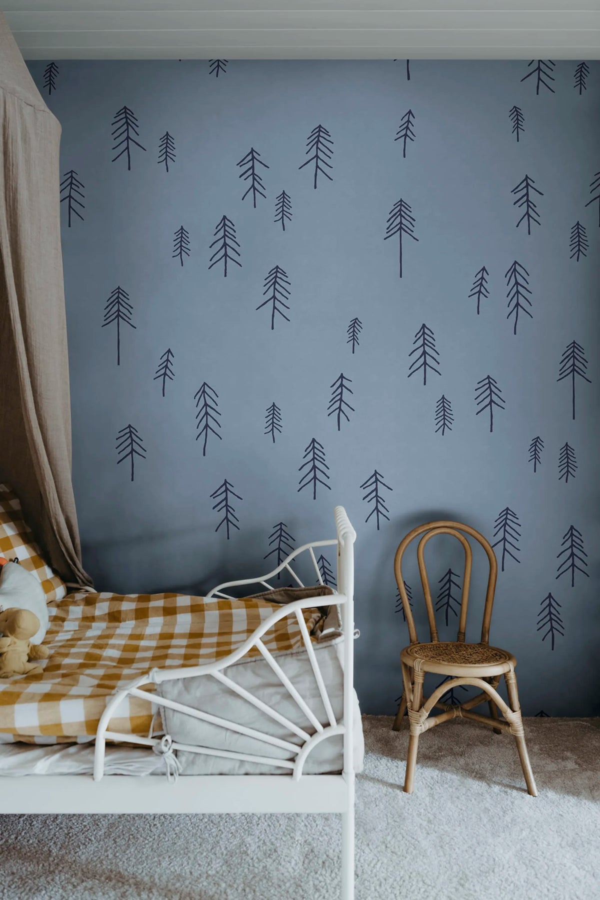 Tall, Blue Mural Wallpaper - room preview 02