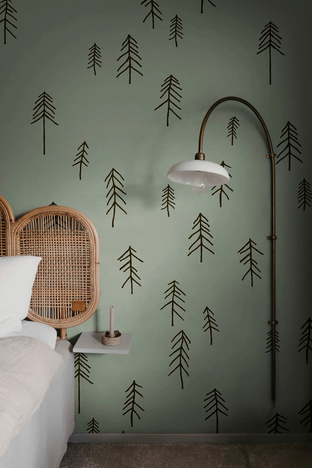 Tall, Darkgreen Mural Wallpaper - room preview 02