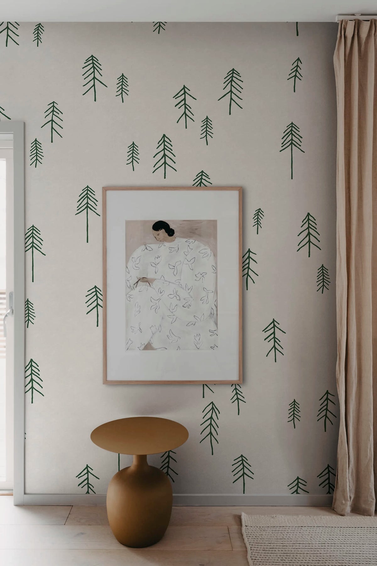 Tall, Green Mural Wallpaper - room preview 02