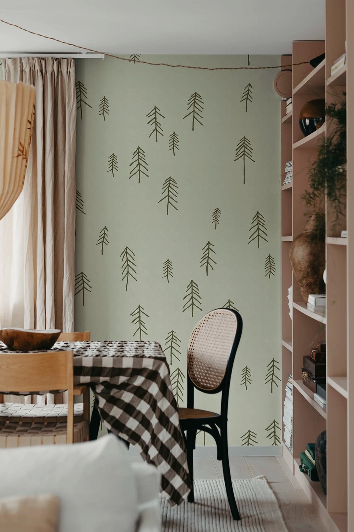 Tall, Lightgreen Mural Wallpaper - room preview 02