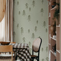 Tall, Lightgreen Mural Wallpaper - room preview 02