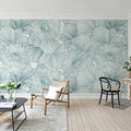 Bold Dahlia, Blue Mural Wallpaper - room preview 02