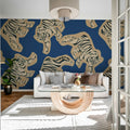 Quirky Tigers, Blue Mural Wallpaper - room preview 02