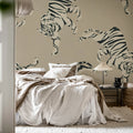 Quirky Tigers, Beige Mural Wallpaper - room preview 02