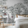 Graphic Trees, Black & White Mural Wallpaper - room preview 02