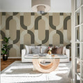 70s Retro, Beige Mural Wallpaper - room preview 02