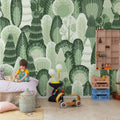 Artsy Trees, Green Mural Wallpaper - room preview 02