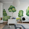 Tree Hills, Green Mural Wallpaper - room preview 02