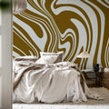 Swirly, Brown Mural Wallpaper - room preview 02