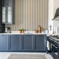 Wobbly Stripe, Blue Mural Wallpaper - room preview 02